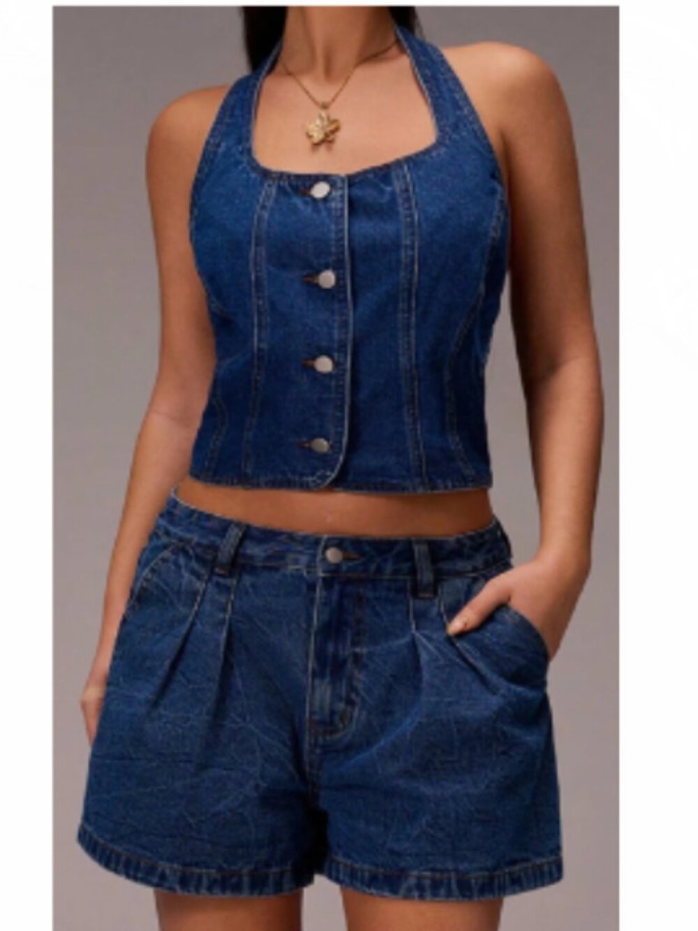 New Set of Denim Shorts and top Vest XS-Small